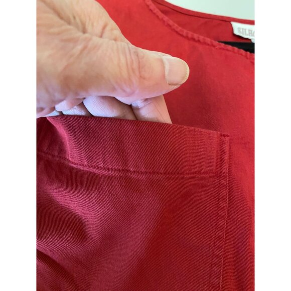 Silhouettes Red Button-Front Midi Dress Pockets100% Cotton Short Sleeves Size 18 - Picture 5 of 10